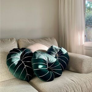 Green Leaf-Shaped Throw Pillows